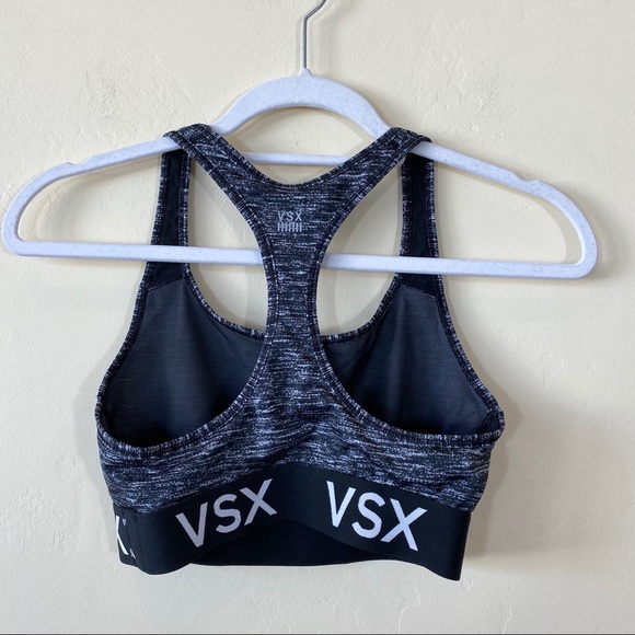 Victoria’s Sport VSX The Player Mesh Logo Band Sports Bra Heathered Grey S - Picture 6 of 13